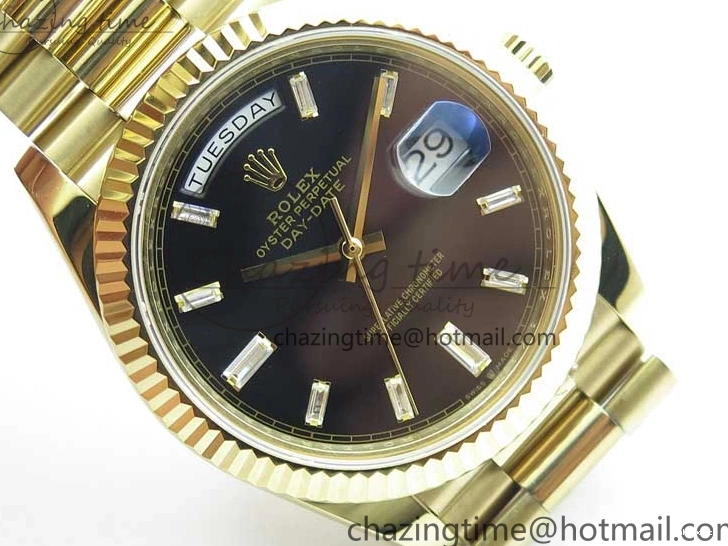 BP Black on Dial A2836 YG YG New 904 Crystal Bracelet President Dial Version 40mm Markers T 228239 Day-Date 1227